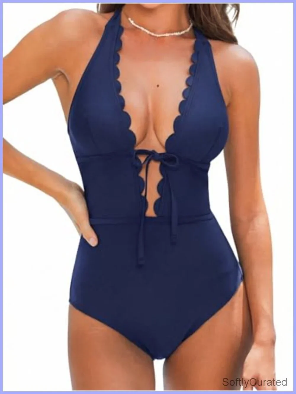 Deep V Neck Cutout One Piece Swimsuit with Removable Cups
